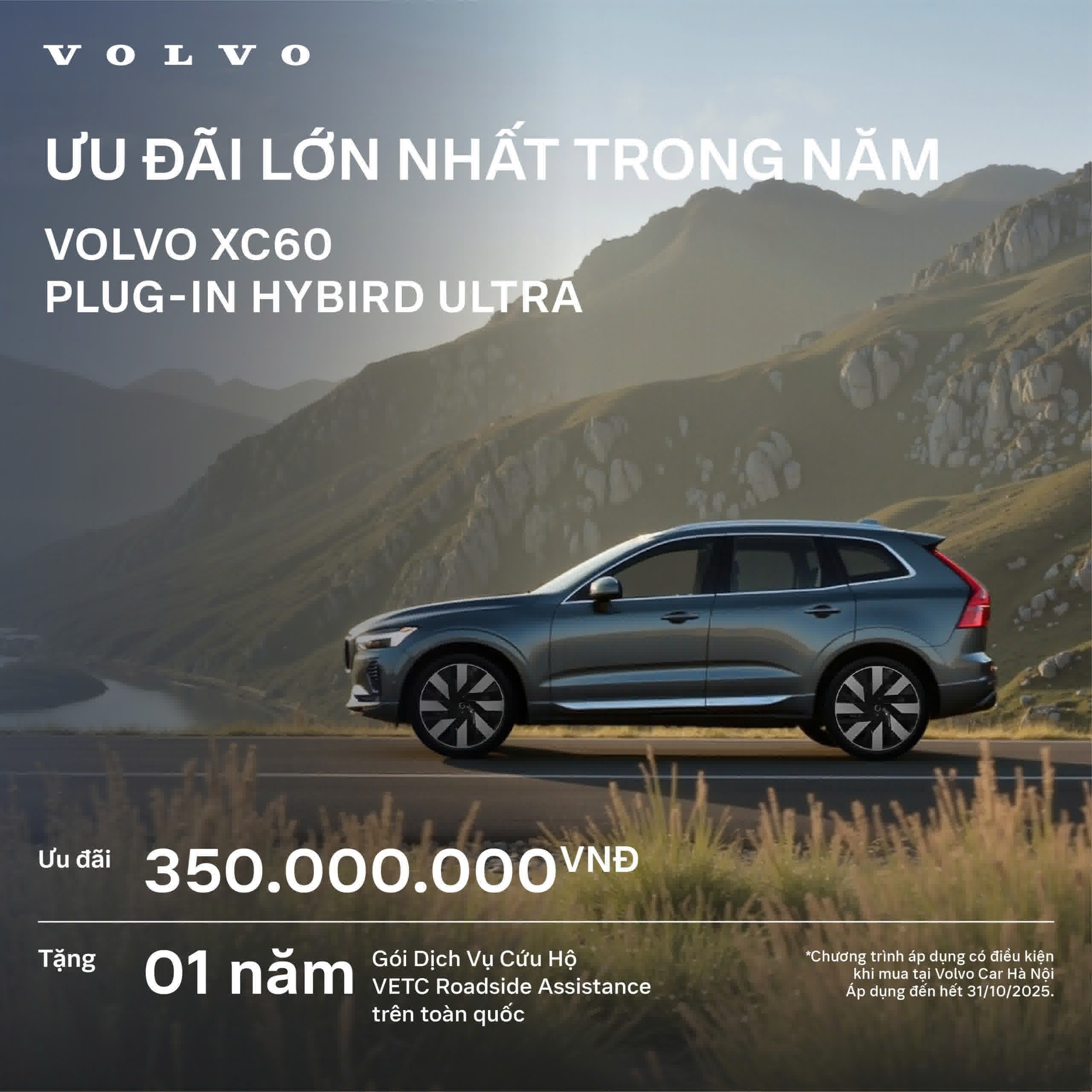 Volvo XC60 T8 Plug-in Hybrid Ultra ưu đãi tháng 10/2025 tại Volvo Hà Nội
